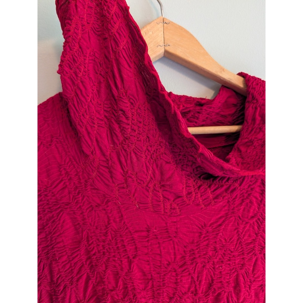 Sno Skins Top Cowl Raw Hem Stretch USA Ski Base Layer Artistic Crinkle Textured - Picture 7 of 16